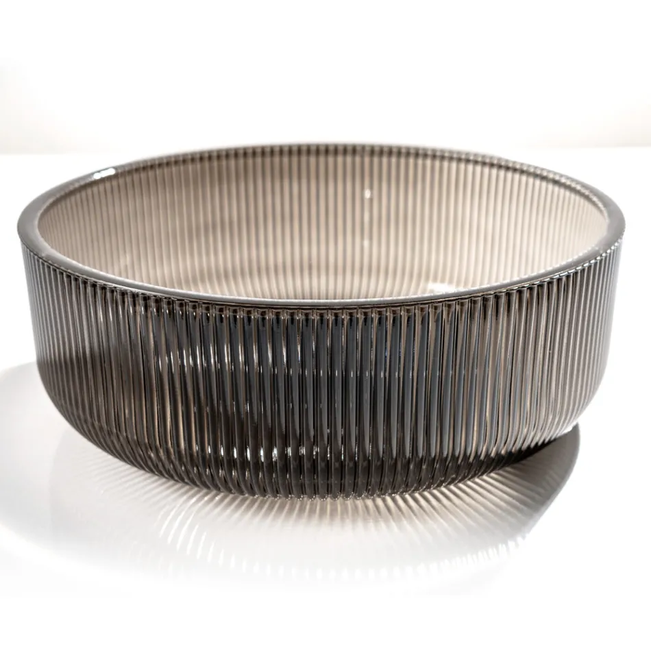 Lavoar rotund pe blat din sticla venetiana Plissè Made in Italy - Zircon Viadurini