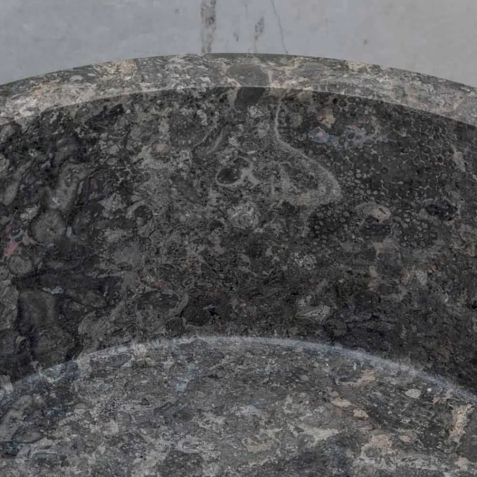 Chiuvetă independentă de baie cilindrică din marmură gri - Cremino Viadurini