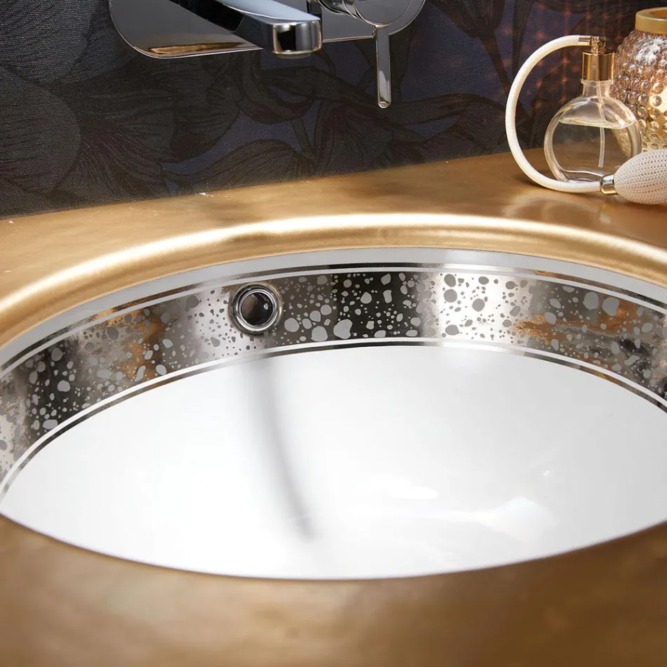 Chiuvetă de baie încorporată din argilă de foc turnată manual, fabricată în Italia - Erioli Viadurini