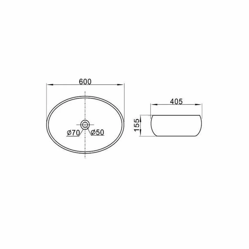 Lavoar de blat din ceramică ovală alb, fabricat în Italia - Bergen Viadurini