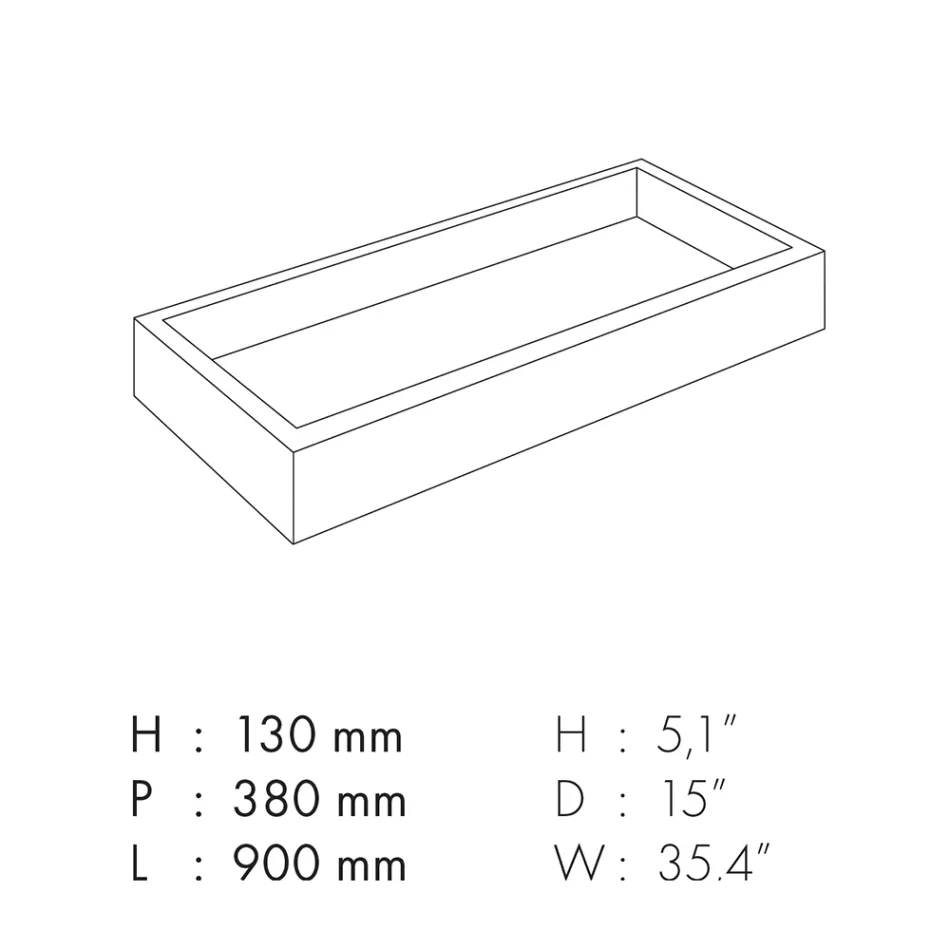 Lavoar de baie dreptunghiular din gresie portelanata Made in Italy - Ludmilla Viadurini