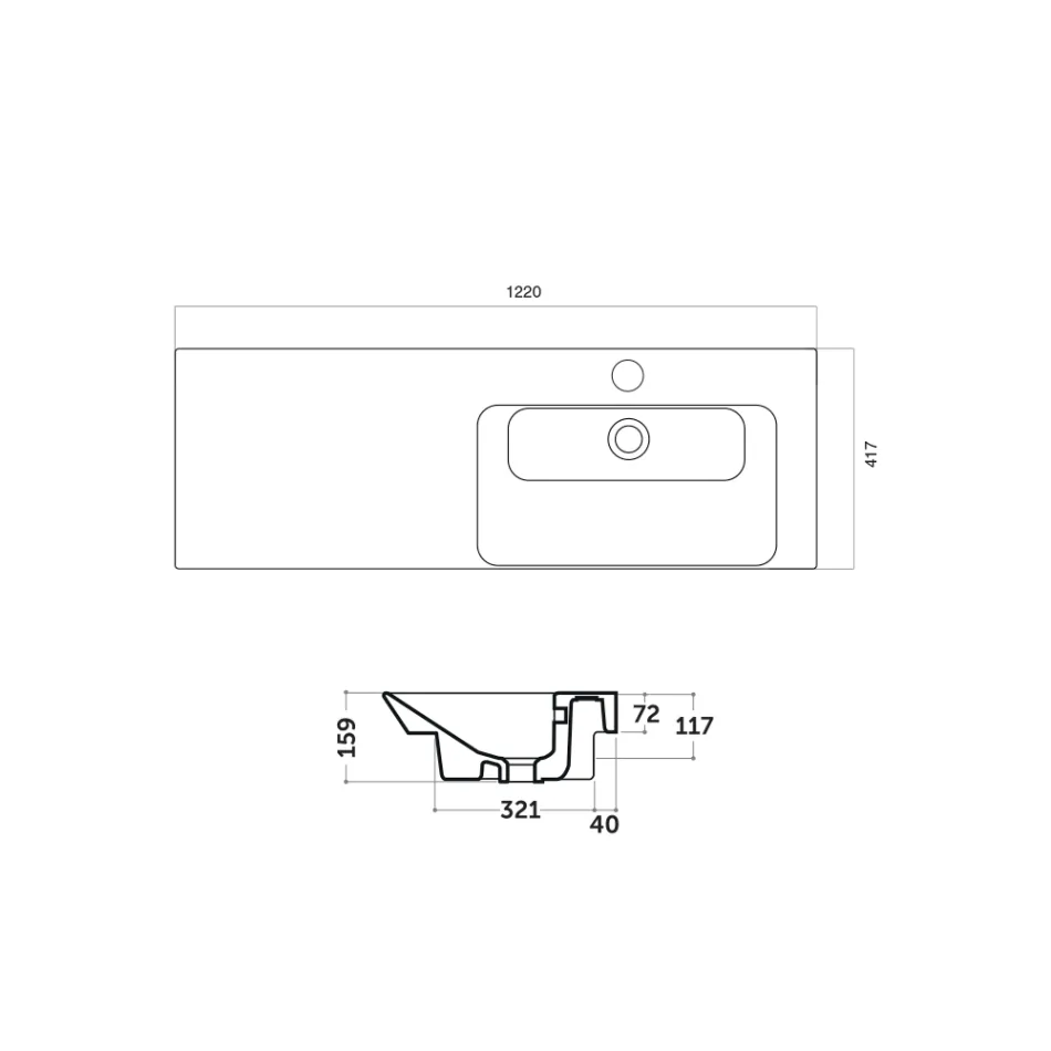 Lavoar incorporat si montat pe dreapta din ceramica Maida Viadurini