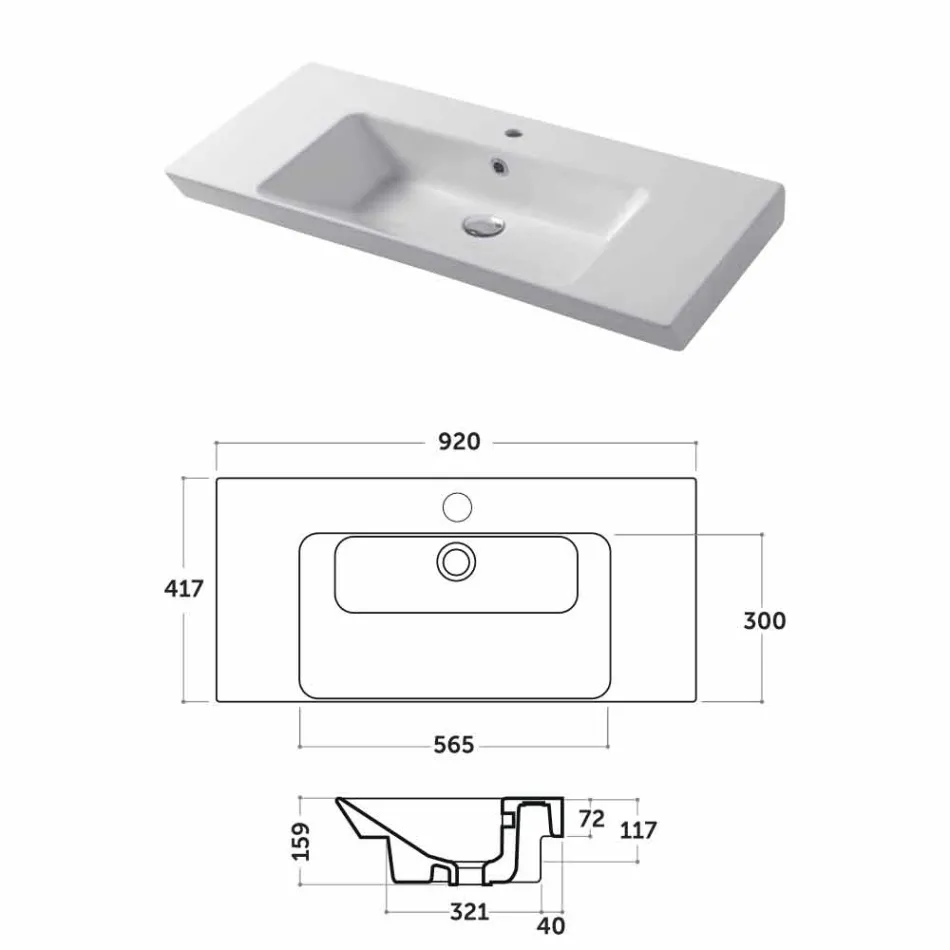 Built-in chiuveta și suport în ceramică albă sau Maida colorate Viadurini