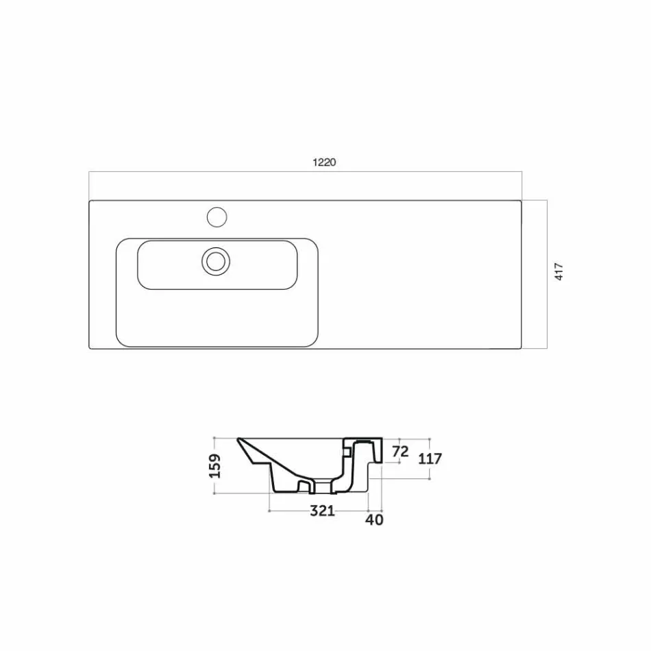 Chiuveta moderna stanga ascunsa in Ceramica Maida Viadurini