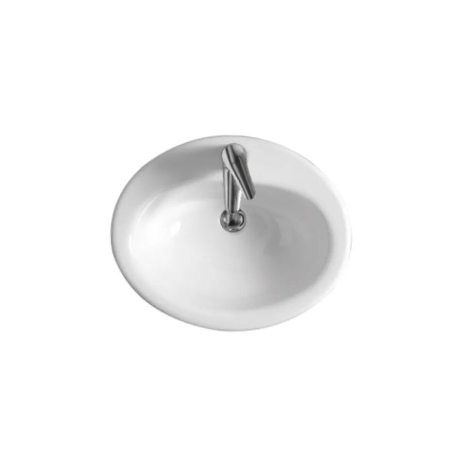 Chiuvetă de blat din ceramică albă cu design modern - Papavero Viadurini
