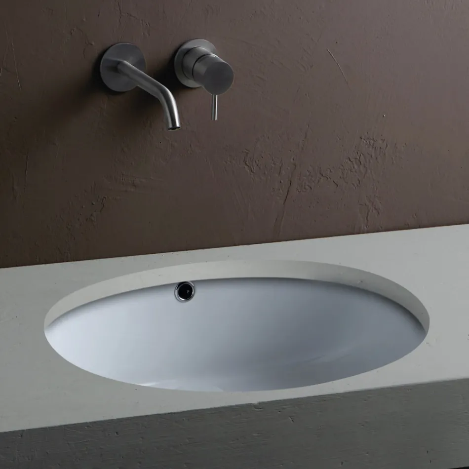 Chiuvetă ceramică sub blat cu design modern - Papavero Viadurini