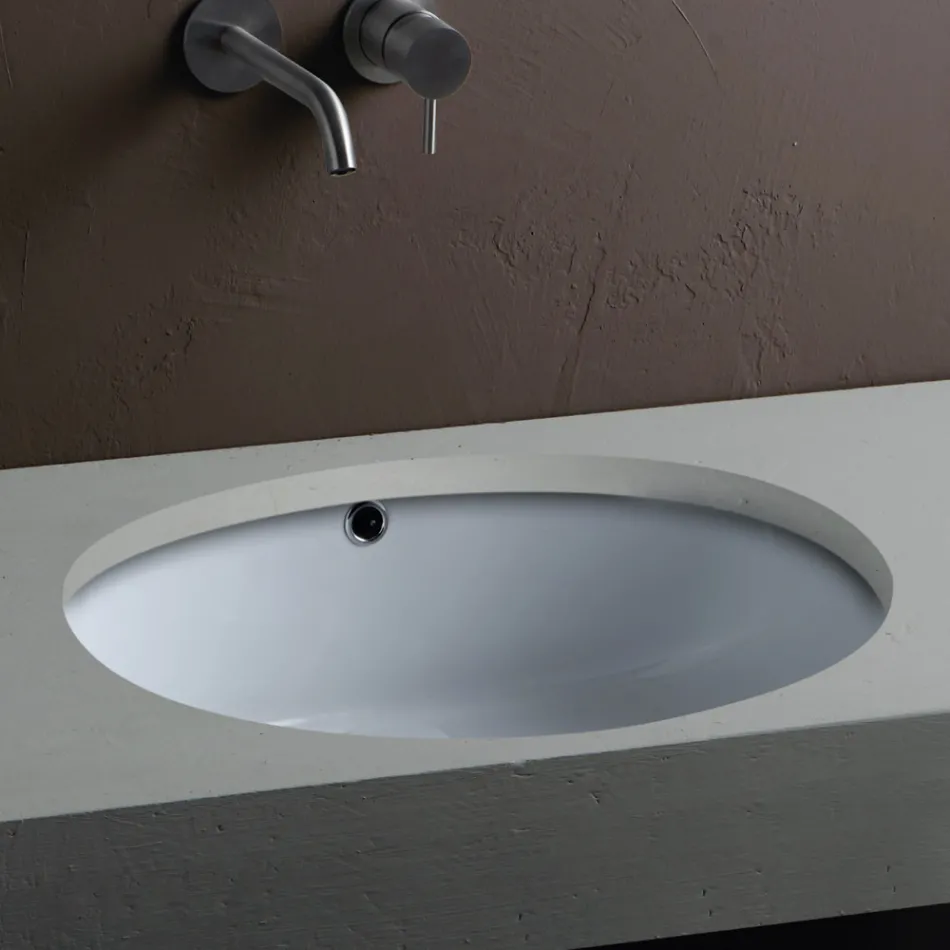 Chiuvetă ceramică sub blat cu design modern - Papavero Viadurini