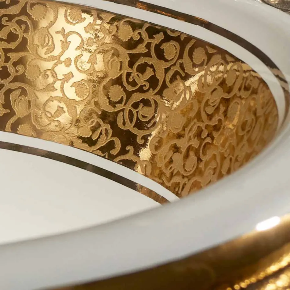 Circulară încorporată în chiuvetă în lut de argint și aur făcută în Italia, Otis Viadurini