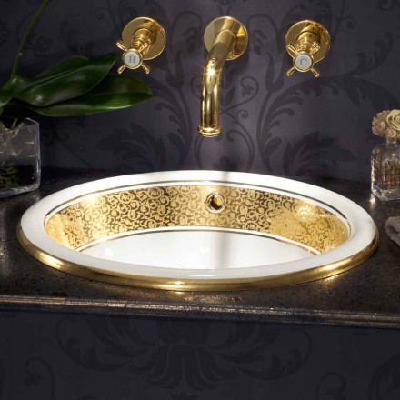 Circulară încorporată în chiuvetă în lut de argint și aur făcută în Italia, Otis Viadurini