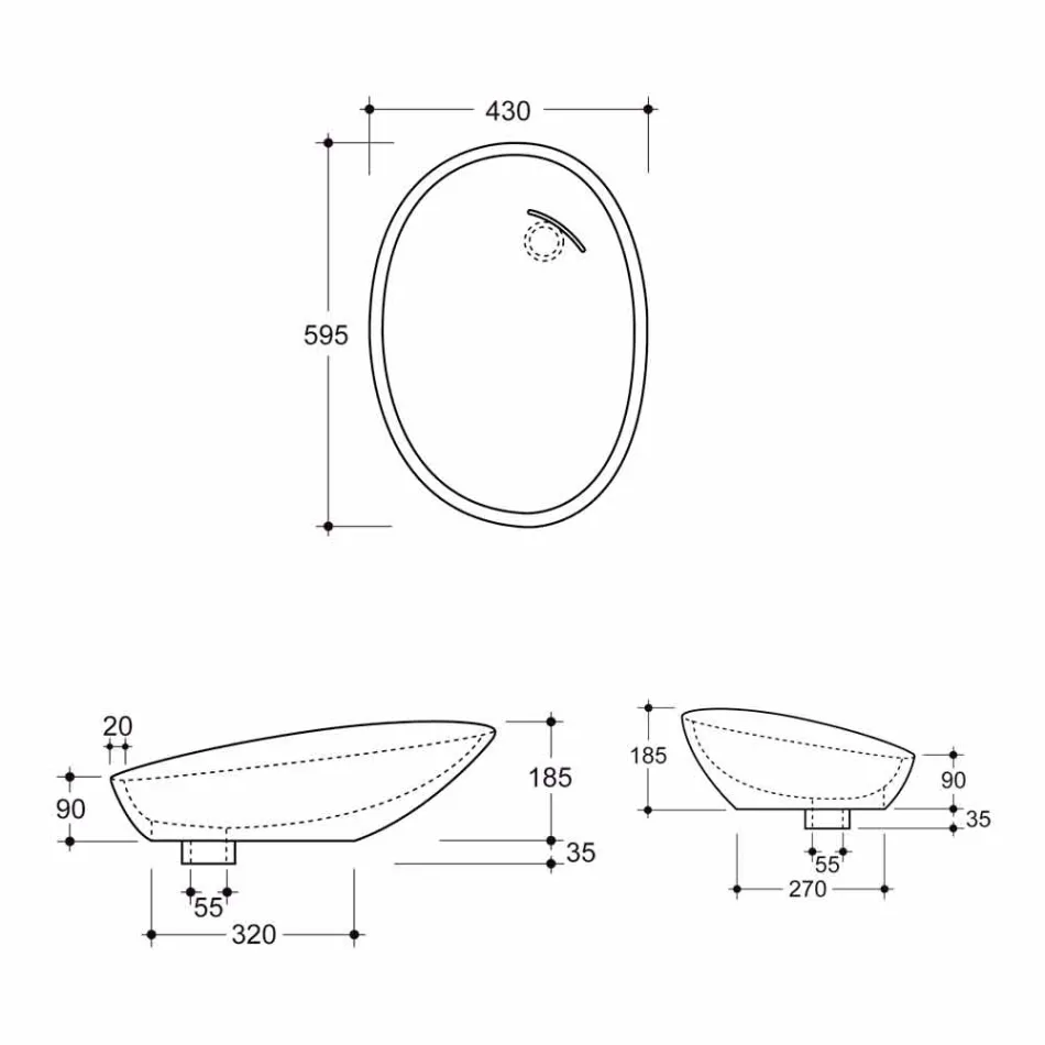 Chiuveta din ceramică pentastrală realizată în Italia Glossy Viadurini