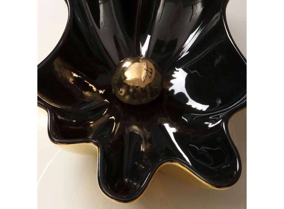 Designer chiuvetă ceramică negru și aur făcut în Italia Rayan Viadurini