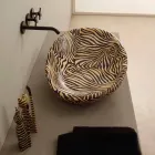 Design chiuvetă ceramică cu zebră portocalie făcută în Italia Glossy Viadurini