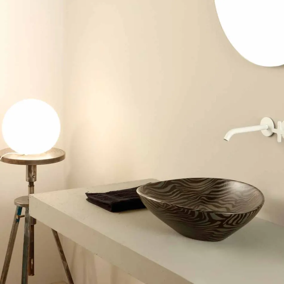 Negru ceramica zebra blat de proiectare blat realizat în Italia Animale Viadurini