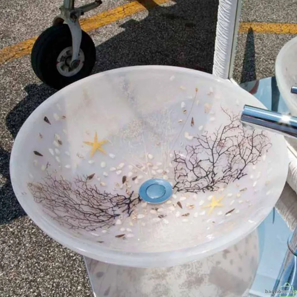 Lavoar de blat proiectat în rășină cu inserții de corali - Salvatore Viadurini