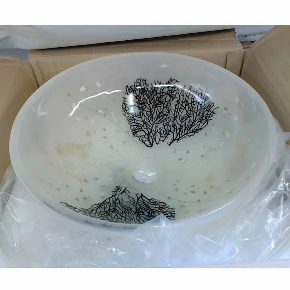 Lavoar de blat proiectat în rășină cu inserții de corali - Salvatore Viadurini