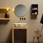 Design modern, chiuvetă din ceramică albă făcută în Italia Cubo Viadurini