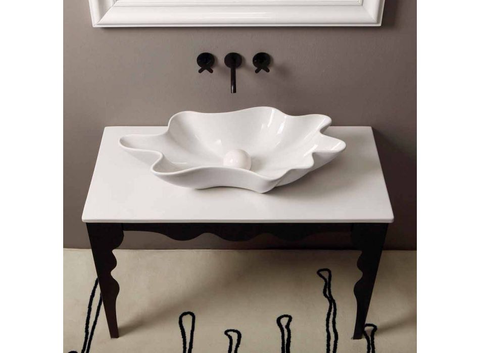 Design modern, chiuveta ceramica contra top, fabricata in Italia Rayan Viadurini