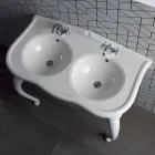 Consolă dublă sau lavoar montat pe perete în ceramica modernă Avise Viadurini