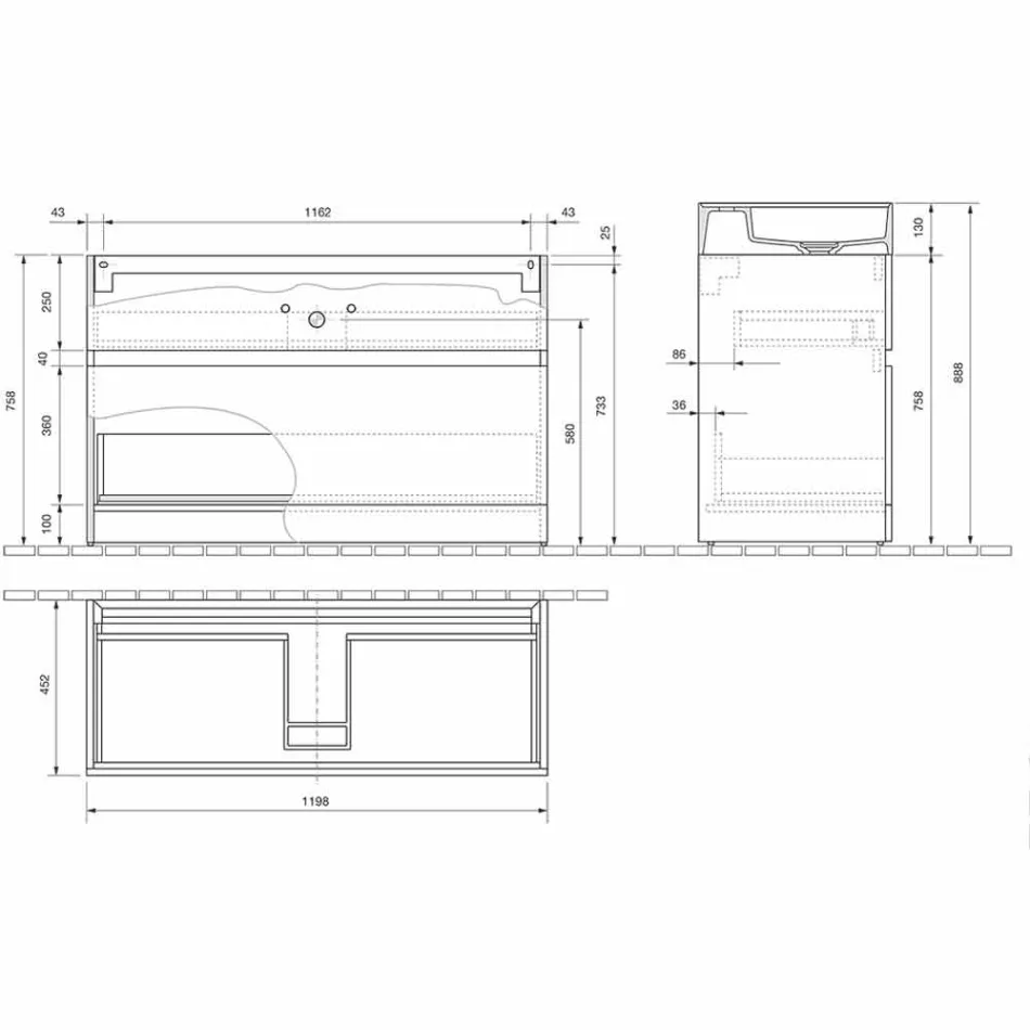 Chiuvetă dublă cu dulap de podea Design modern în laminat - Pompei Viadurini