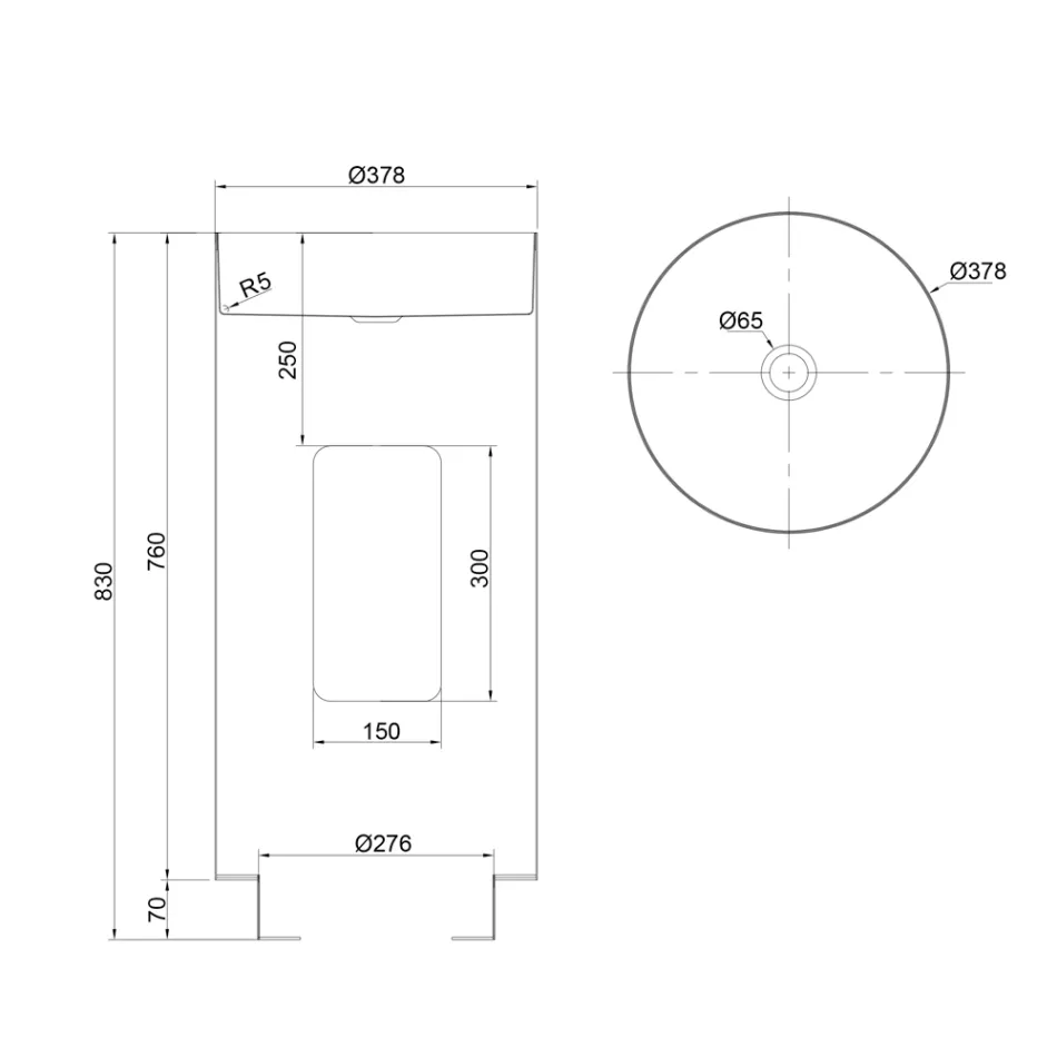 Lavoar cu design de sine stătător din oțel inoxidabil în diferite finisaje - Jasmine Viadurini