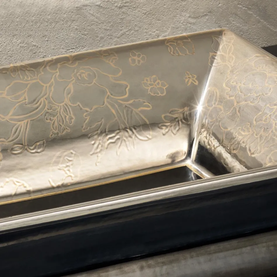 Lavoar din argilă turnată manual cu decorațiuni colorate Made in Italy - Aulente Viadurini