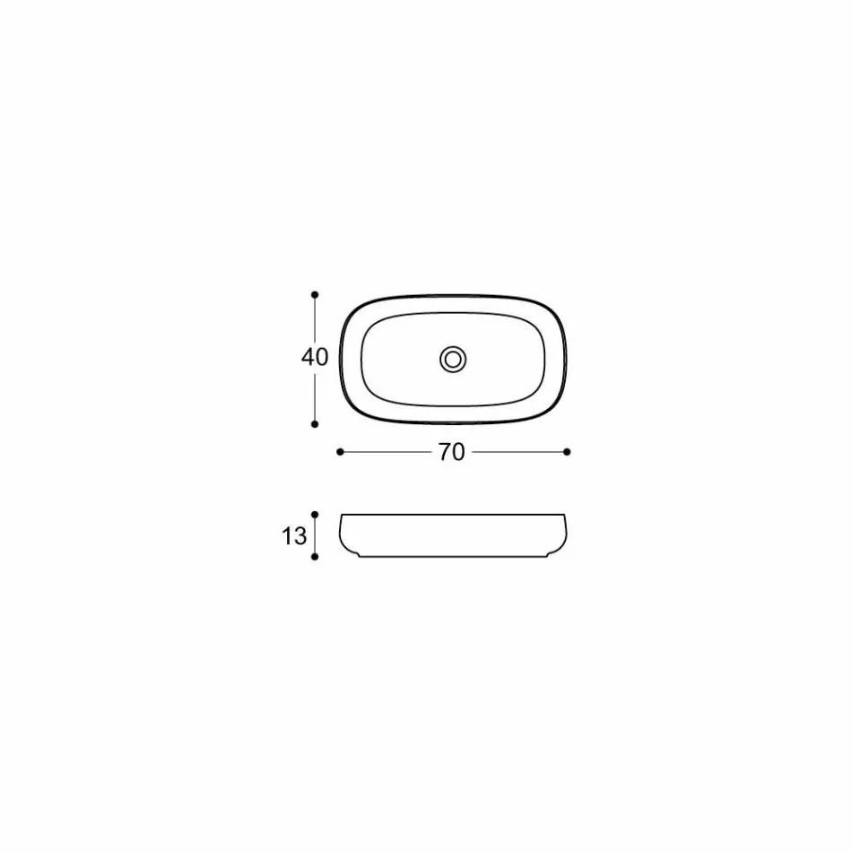 Chiuvetă de blat din ceramică de design modern, fabricată în Italia - Tune1 Viadurini