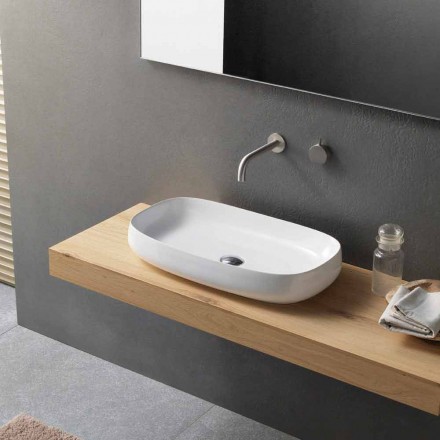 Chiuvetă de blat din ceramică de design modern, fabricată în Italia - Tune1 Viadurini