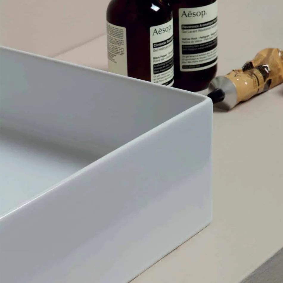 chiuveta ceramice moderne de sprijin de design Sun 60x37, realizate în Italia Viadurini