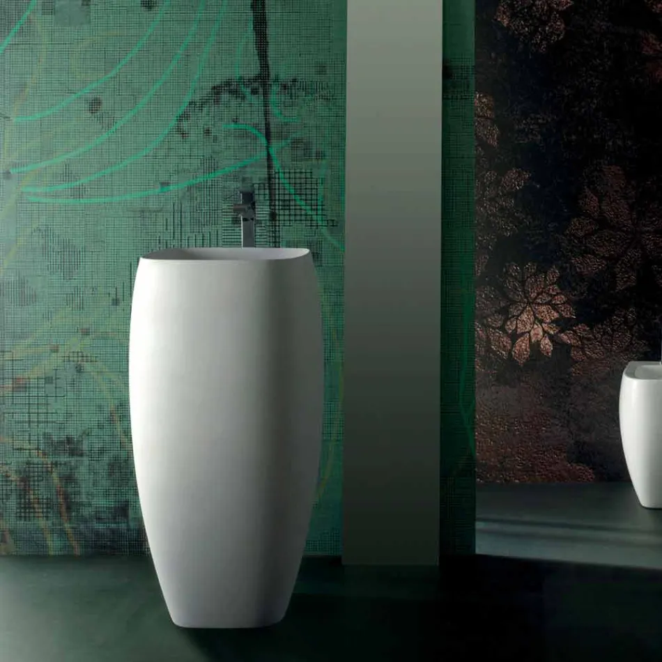 Design modern, chiuvetă ceramică cu design deosebit Gaiola, fabricată în Italia Viadurini