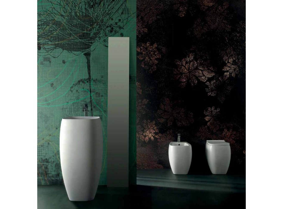Design modern, chiuvetă ceramică cu design deosebit Gaiola, fabricată în Italia Viadurini