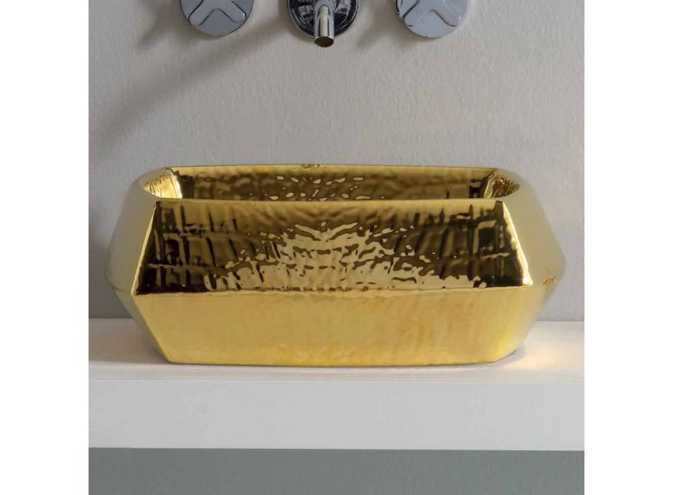 Blat de aur din ceramică modern produs în Italia Simon Viadurini