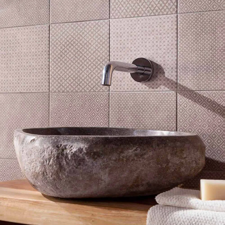 Chiuvetă de blat artizanală în Pietra di Fiume - Aurea Viadurini