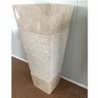 Chiuveta din piatră naturală cu coloană Robin, o singură bucată albă Viadurini