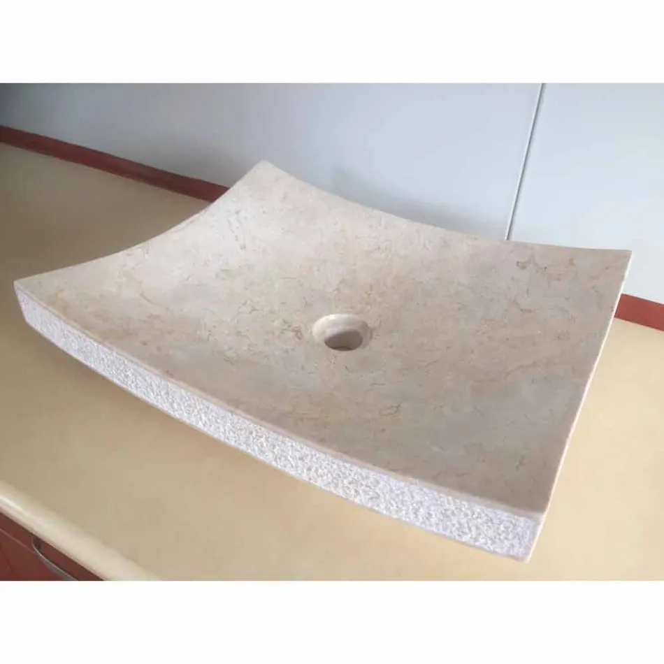 Chiuveta din piatra naturala de design dragoste alb, piesa unica Viadurini