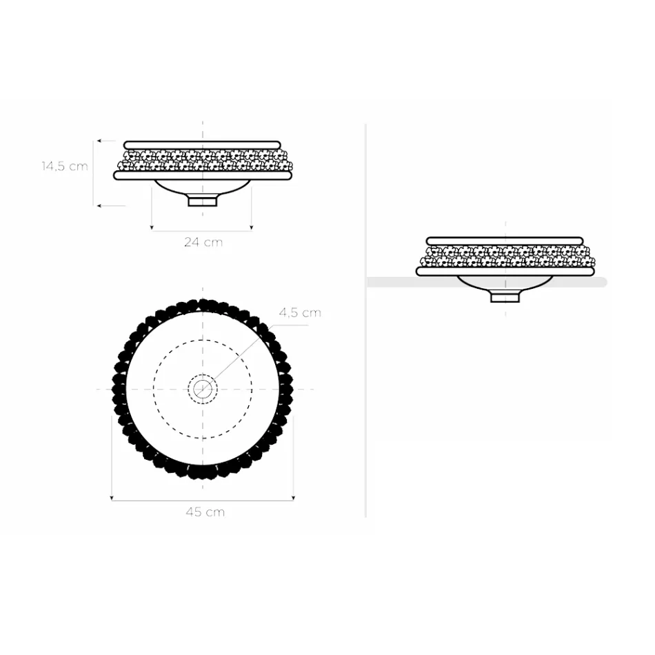 Lavoar din portelan cu petale aplicate manual Made in Italy - Amarone Viadurini