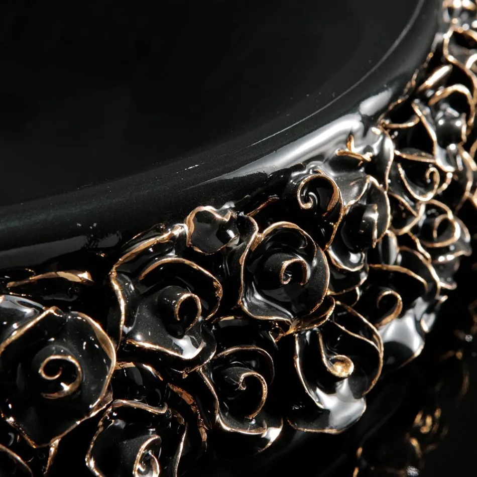 Lavoar din portelan cu petale aplicate manual Made in Italy - Amarone Viadurini