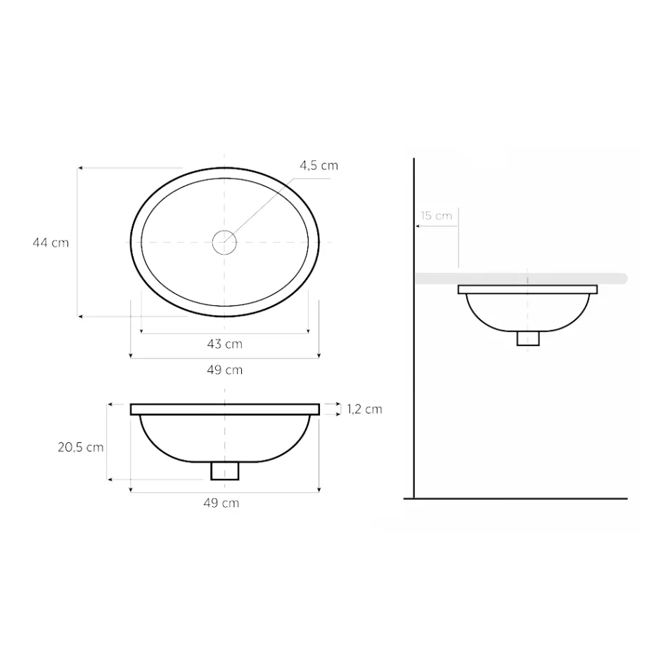Lavoar încorporat Fire Clay cu bandă de dantelă de platină Made in Italy - Erioli Viadurini