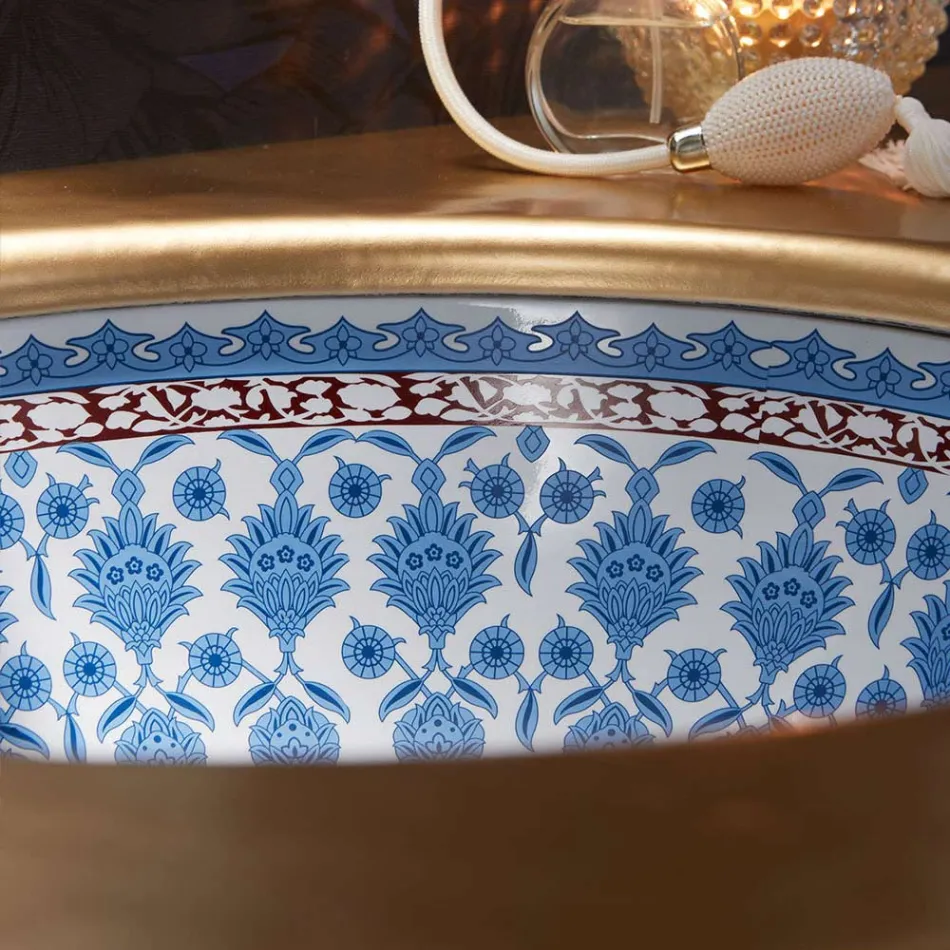 Chiuveta incorporabila din Fire Clay cu decor Marrakesh Made in Italy - Erioli Viadurini