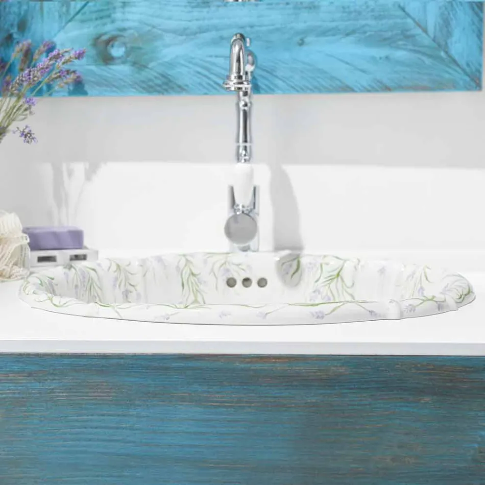 Lavoar încastrat în porțelan clasic realizat manual în Italia, Santiago Viadurini