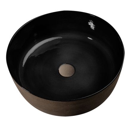 Lavoar negru de lux pe blat din argilă colorată Made in Italy - Tatiana Viadurini