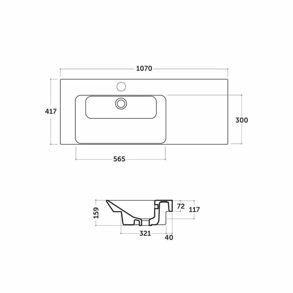 Bazinul modern stâng și încastrat în Ceramica Maida Viadurini