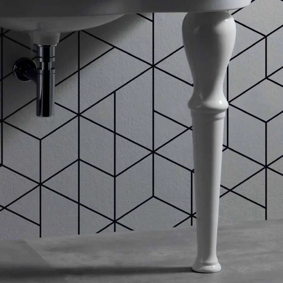 Chiuveta de perete modernă, cu sau fără picioare, L90 cm în ceramică Avise Viadurini