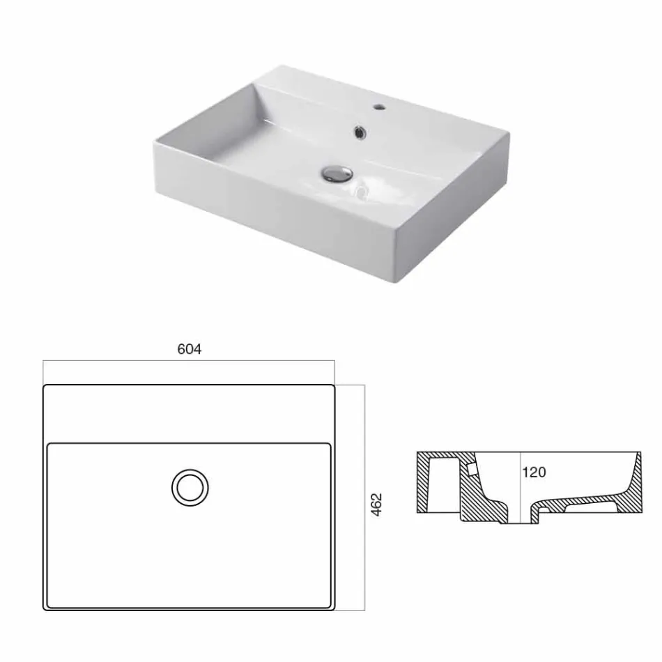 Bazin pentru o singură gaură pentru suport sau perete în ceramica Coliviata Colivi Viadurini