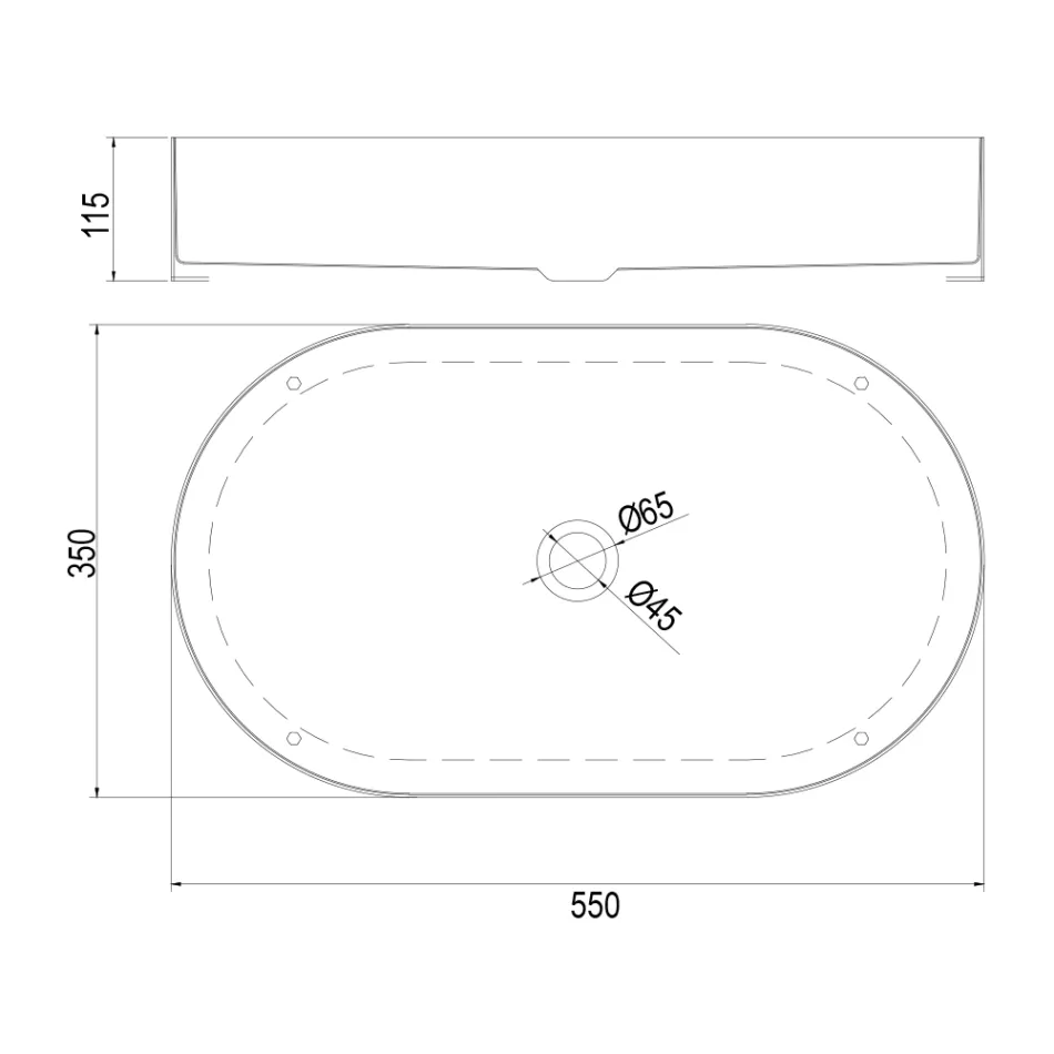Lavoar oval pe blat din oțel inoxidabil în diferite finisaje - Anemone Viadurini