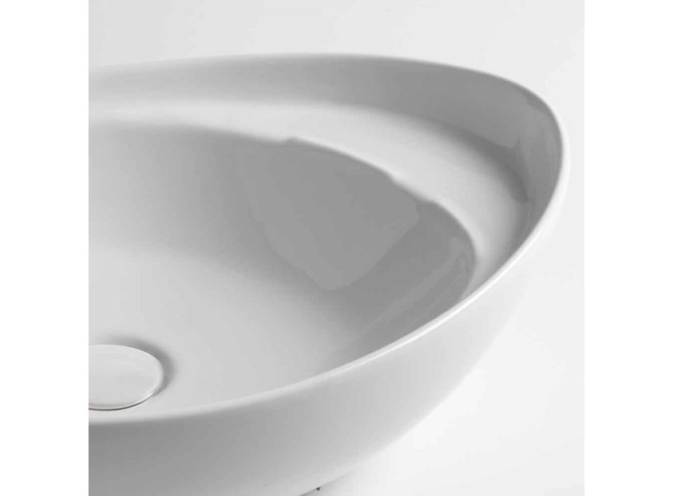 Lavoar din ceramică cu blat oval fabricat în Italia - Mammut Viadurini