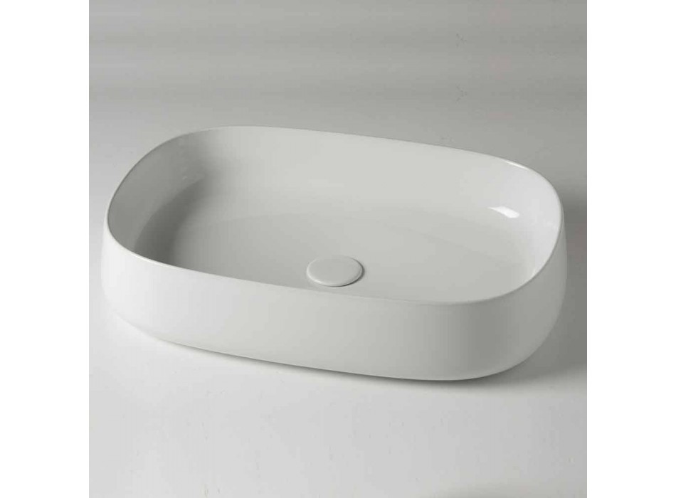 Lavoar cu blat oval L 60 cm în ceramică modernă fabricată în Italia - Cordino Viadurini