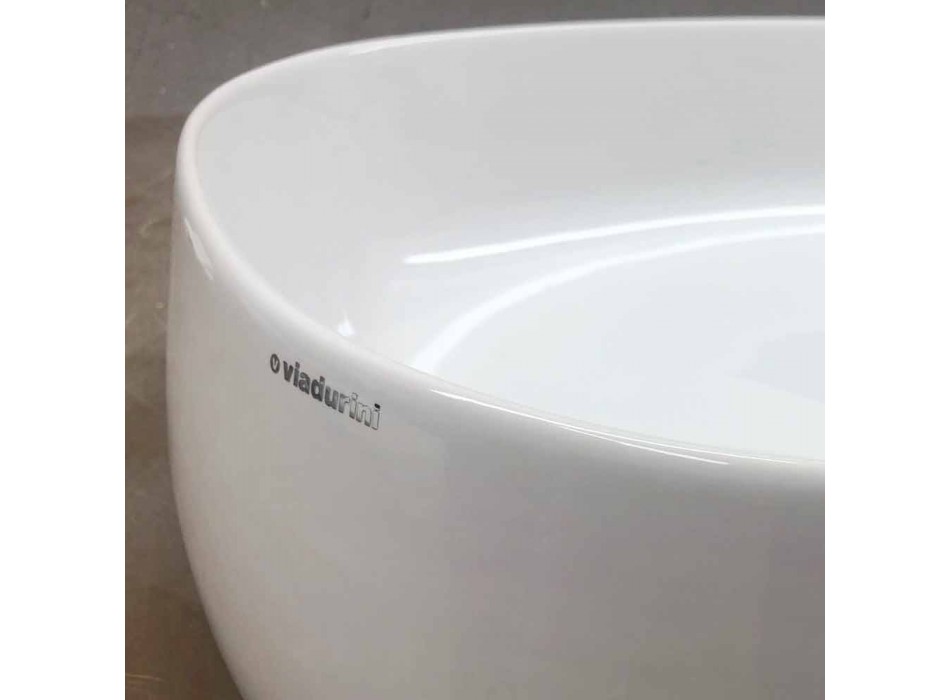 Lavoar cu blat oval L 60 cm în ceramică modernă fabricată în Italia - Cordino Viadurini