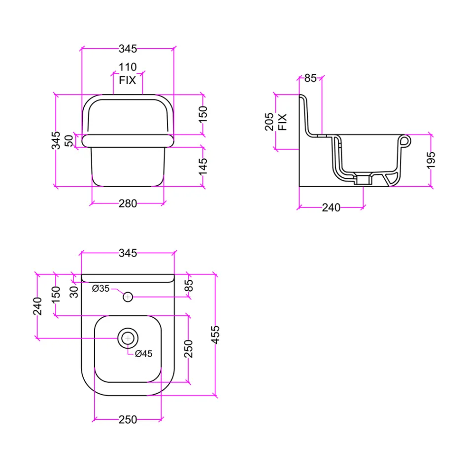 Lavoar De Baie Ceramic Suspendat Rectangular - Elodie Viadurini