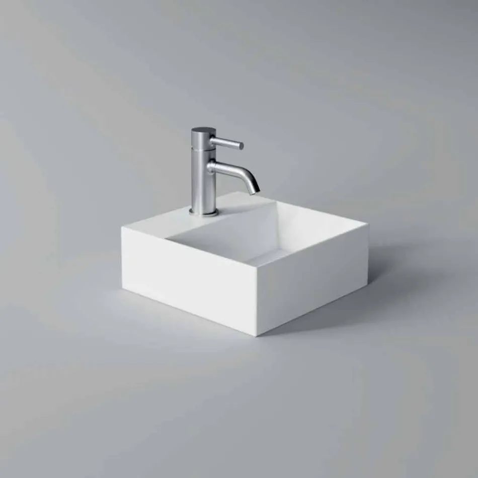 Pătrat sau dreptunghiular Lavabo ceramic de design modern fabricat în Italia - Act Viadurini