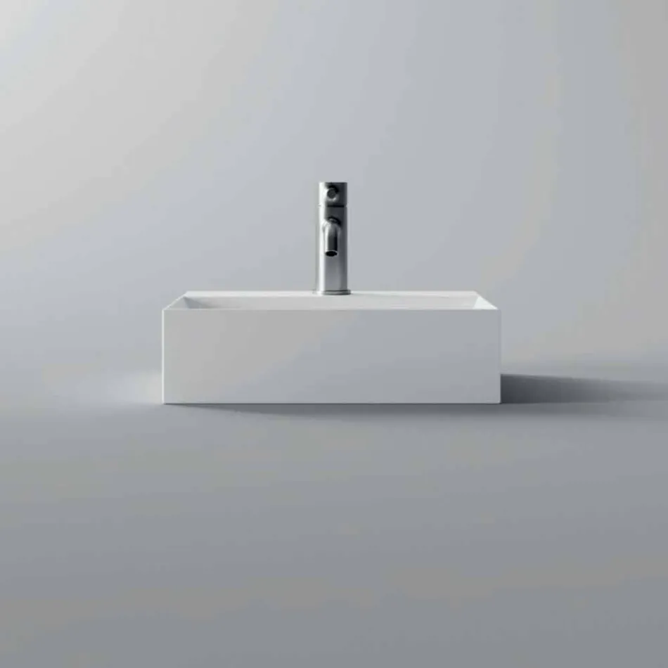 Pătrat sau dreptunghiular Lavabo ceramic de design modern fabricat în Italia - Act Viadurini